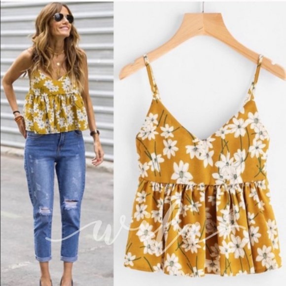 WILA Tops - 💛Yellow Floral Babydoll Top